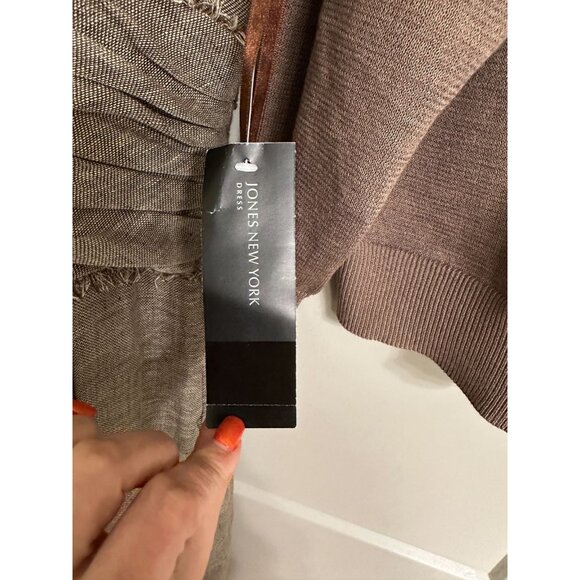 NWT Jones New York Dress Women’s Brown 2 PC Dress Cardigan Sz 10 - Picture 11 of 16